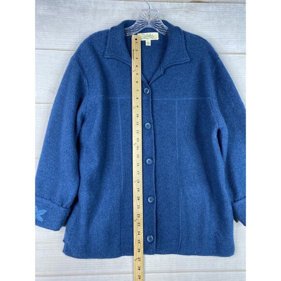 Cabelas Jacket Womens L Blue Embroidered Button Up Long Sleeve Wool Cotton Blend - Picture 5 of 12